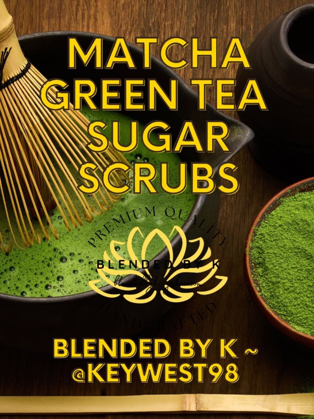 Matcha Green Tea Sugar Scrubs by Blended by K ~ 20 oz